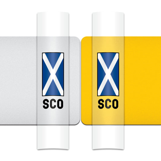 Clear car sticker with Scotland flag