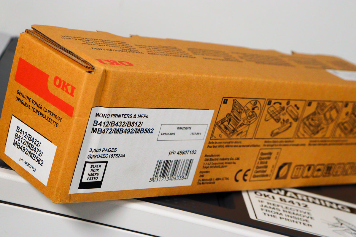 OKI Black B432 / B412 Genuine Printer Toner | 3k Page Yield | 45807102